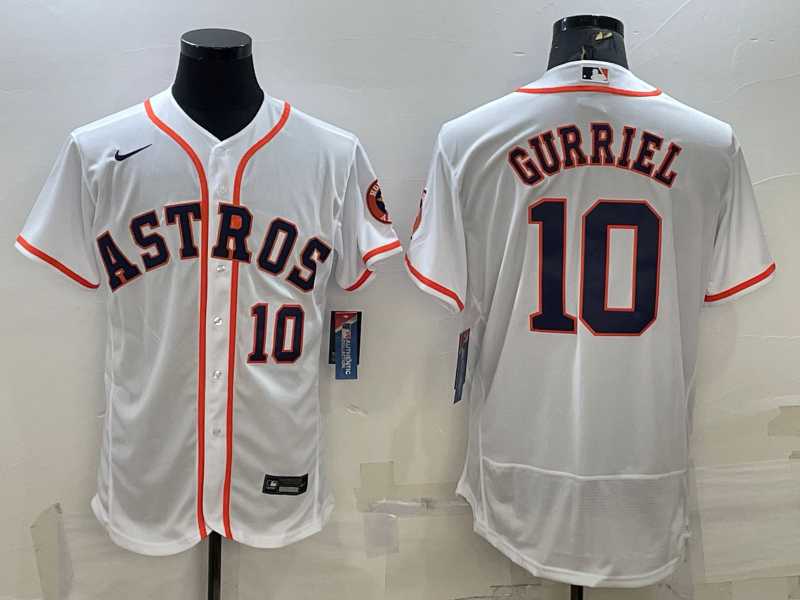 Men%27s Houston Astros #10 Yuli Gurriel White Stitched MLB Flex Base Nike Jersey->houston astros->MLB Jersey